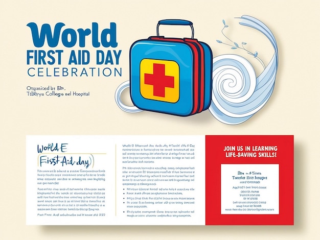 Photo a poster for world first aid with a picture of a bag that says world aids day