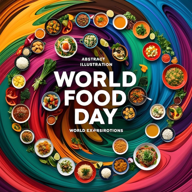 a poster of World Food Day with a colorful background