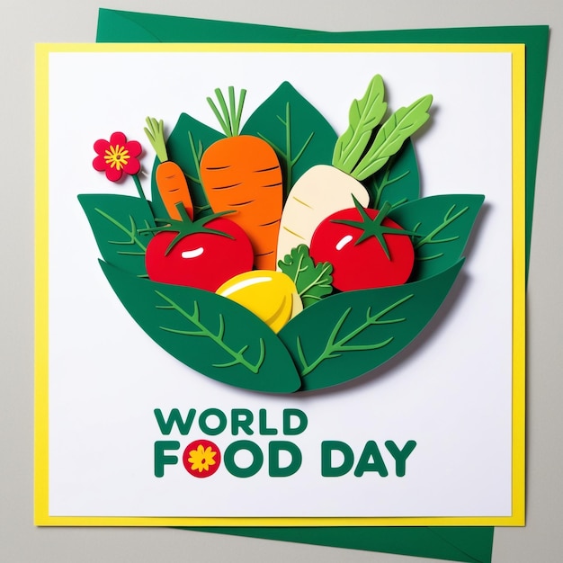 Photo a poster of a world food poster with a picture of vegetables