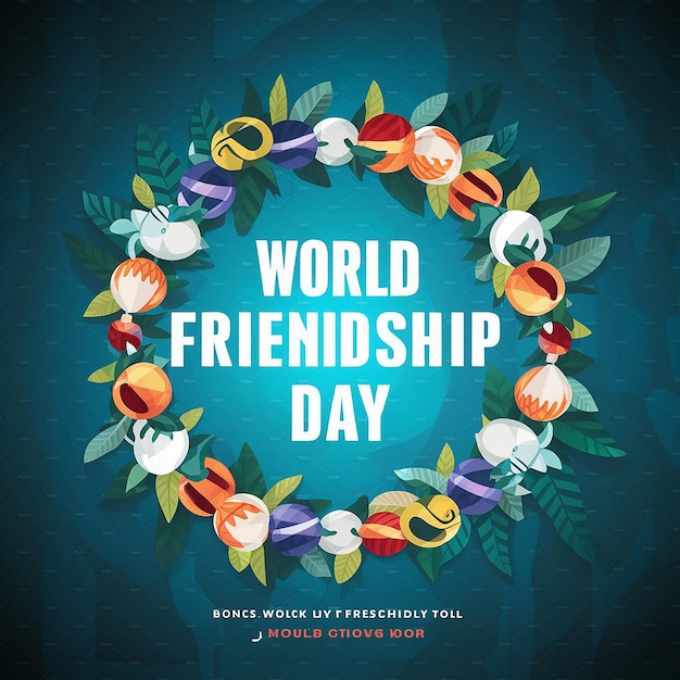 a poster for a world friendship day with leaves and flowers