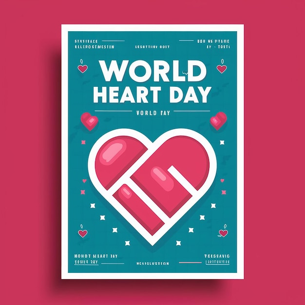 Photo a poster for world heart day with a pink background