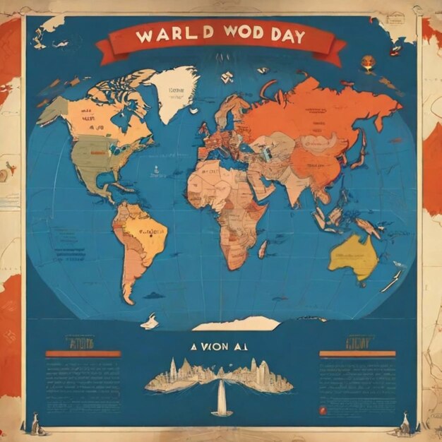 Photo a poster of a world map that says quot world day quot