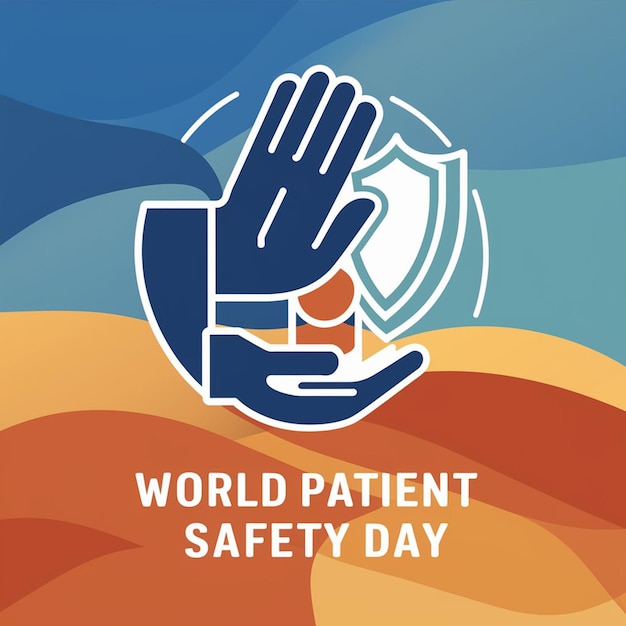 Photo a poster for world medical care day with hands holding a shield