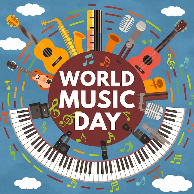 Photo a poster for world music day with a world day written on it