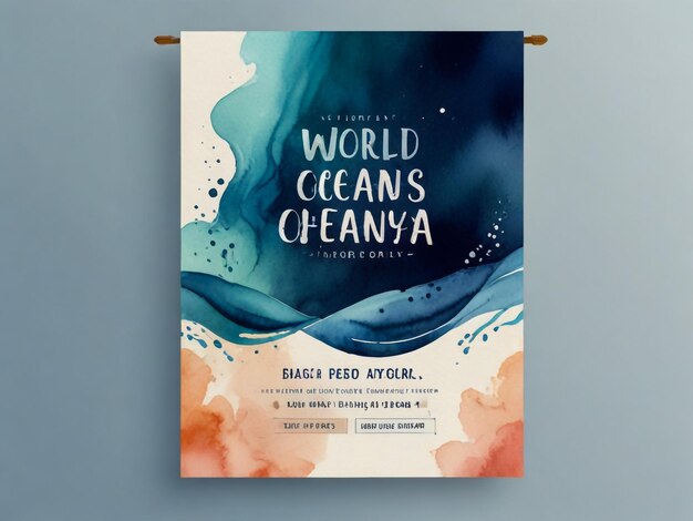 Photo a poster for world oceanss oceans is on a gray background