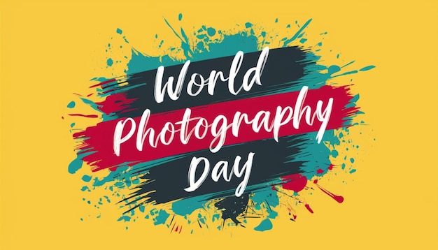 poster for world photography day with a red and blue background