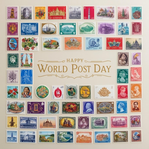 Photo a poster of world post card with a poster that says world post day