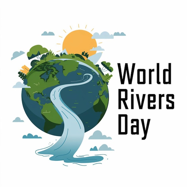 Photo a poster for the world rivers day with trees and a green background