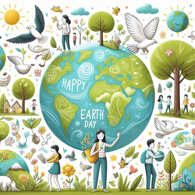 a poster of a world that says earth day