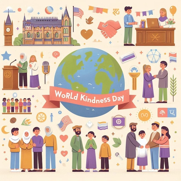 Photo a poster of a world that says world kindness day