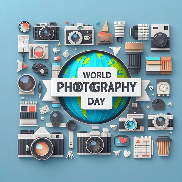 a poster of a world that says world photography day on it