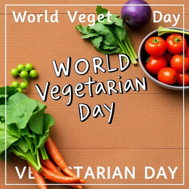 Photo a poster for world vegetable day with a bowl of vegetables