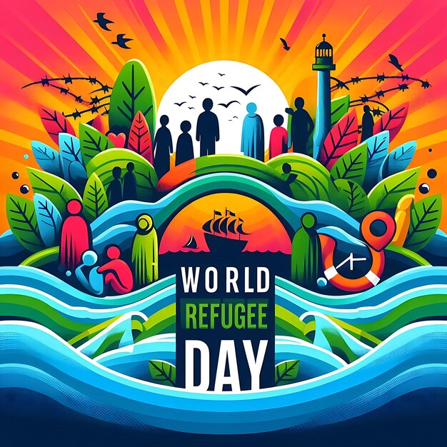 a poster for world war day with a colorful background