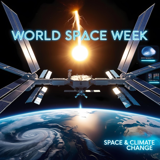 a poster for world week week shows a space mission