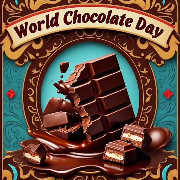 a poster of world world chocolates with a picture of world chocolates