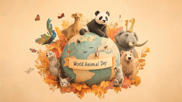 a poster for the worlds animal kingdom shows a sign that says world day