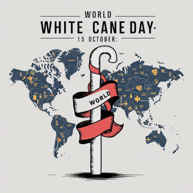 a poster for the worlds white flag with a red ribbon