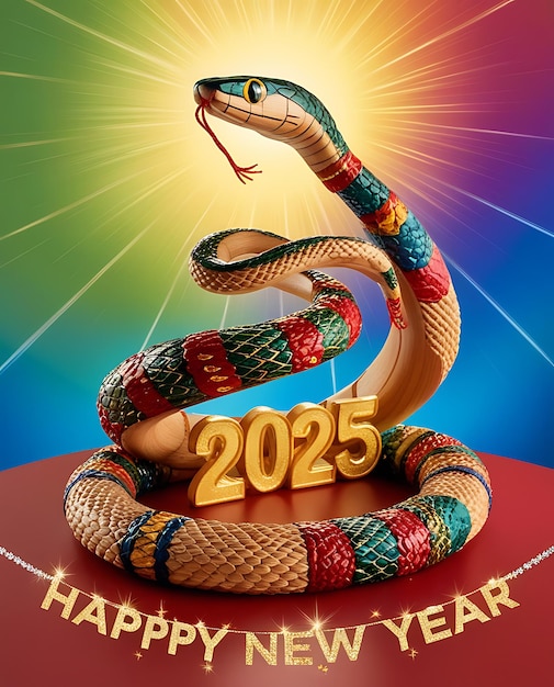 a poster for the year 2025 with a snake on it