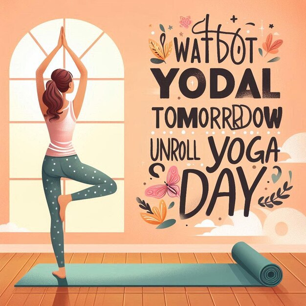 Photo a poster for a yoga day that says quot watch out tomorrow tomorrow tomorrow tomorrow tomorrow tomorr