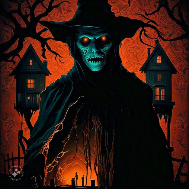 a poster for a zombie with a house in the background