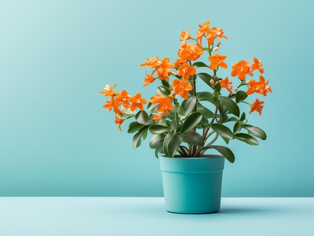 Photo pot plant flaunts tiny orange blossoms soft pastel hues