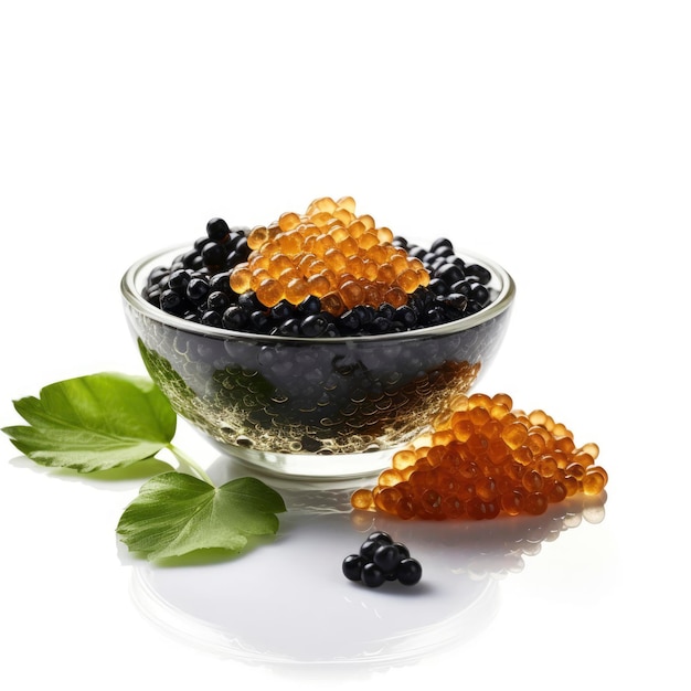 A pot with caviar and mint