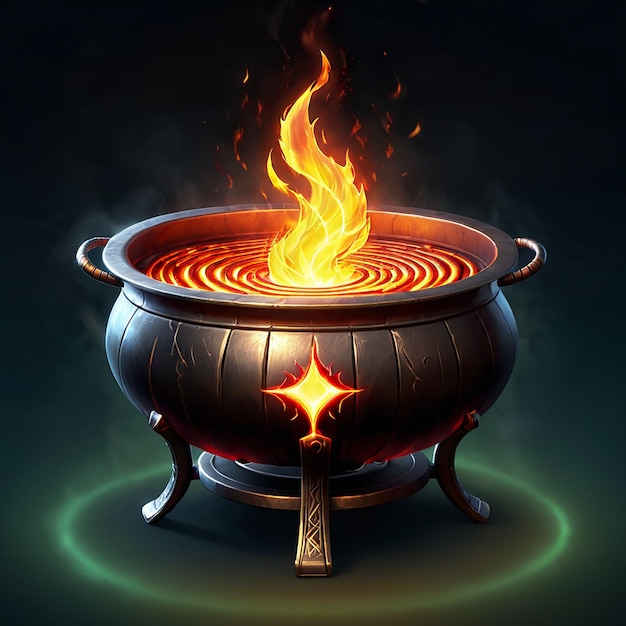 Photo a pot with a flame that has a flame on it