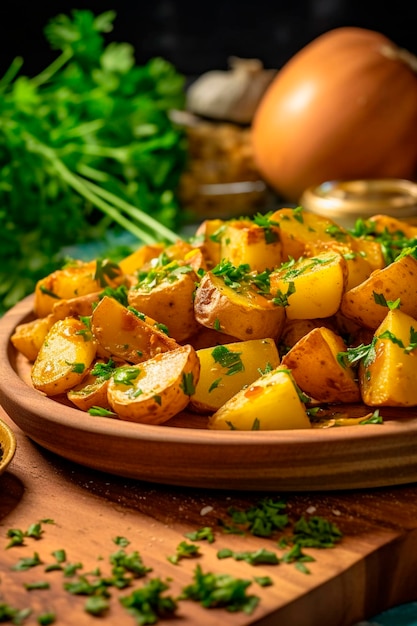 Potato baked with herbs Generative AI