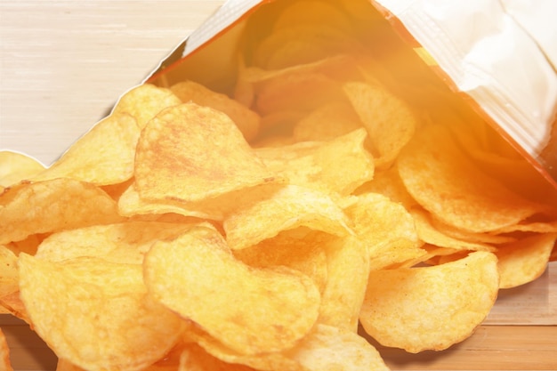 Potato chips bag isolated on  background