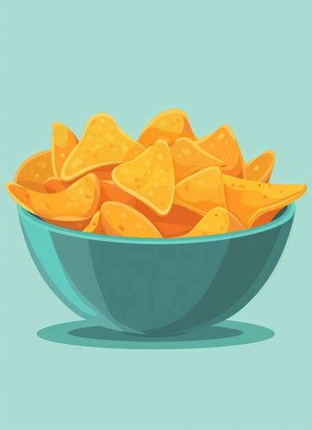 Potato chips in a bowl in flat style