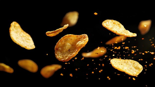 Photo potato chips falling