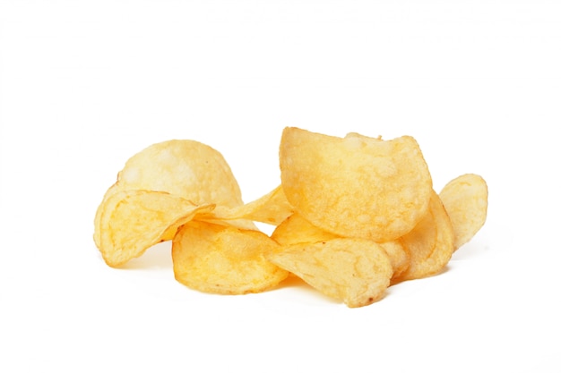 Potato chips isolated on white