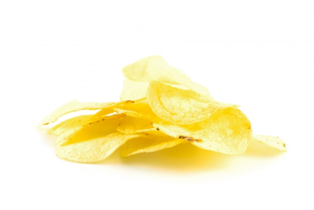 Potato chips on white