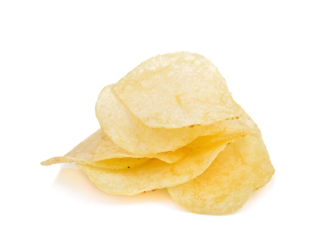 Potato chips on white