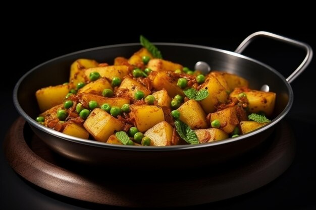 Photo potato curry or aloo or aaloo masala fry with green peas