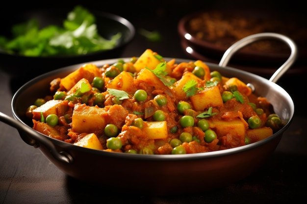 Potato curry or aloo or aaloo masala fry with green peas