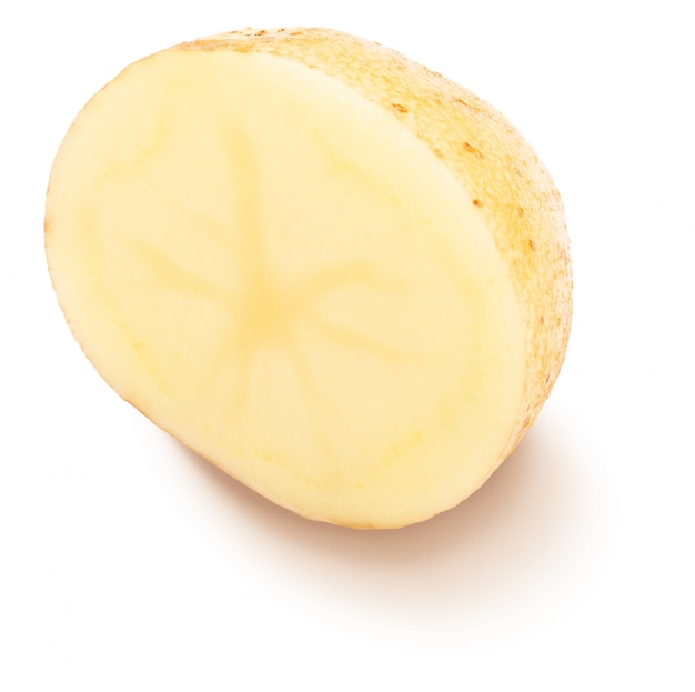 Potato cut in half isolated on white background