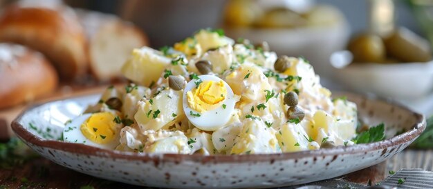 Potato Salad Topped With Egg