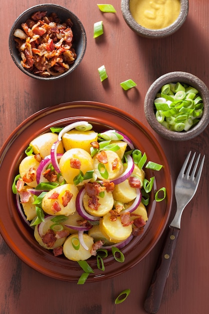 Potato salad with bacon onion mustard