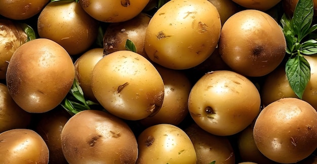 Potatoes filled on background