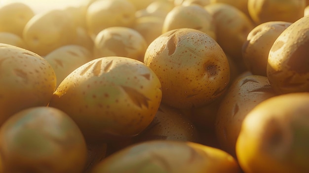 Photo potatoes on a white background closeup selective