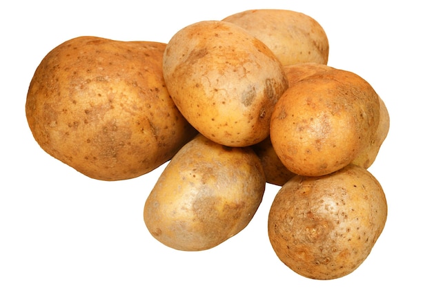 Potatoes without background Group of raw potatoes