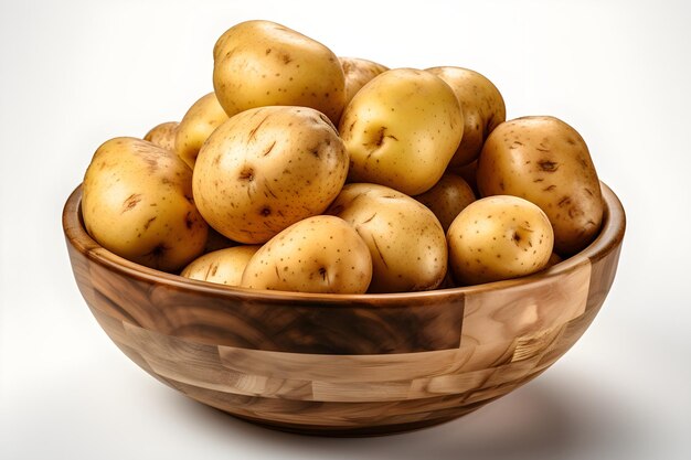 potatoes on wooden bowl food kitchen concept background