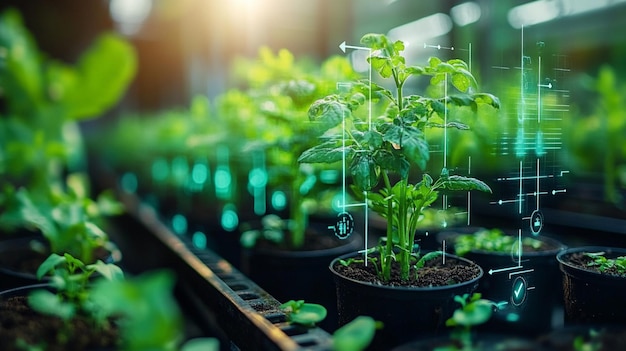 Photo potential of innovative greenhouse technology for growing with healthy plants and crops