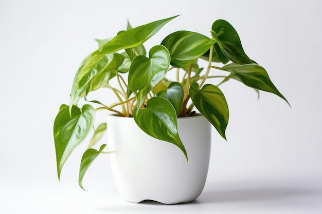 Pothos Epipremnum Aureum In A White Pot On A White Background Generative AI