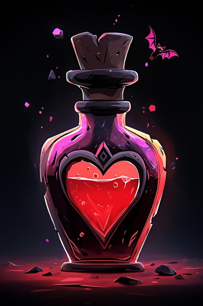 Potion of Love in a Heart Shaped Bottle