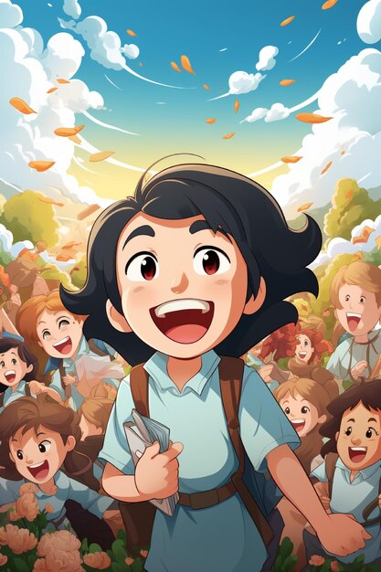 potrait cute illustration happy kid