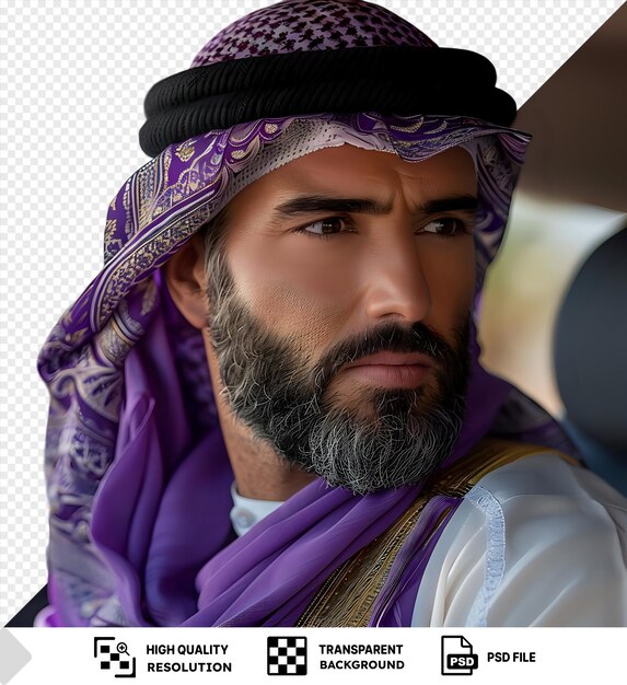 Photo potrait a man in a traditional arabian clothing in a car png psd