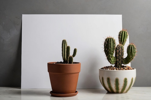 Photo a potted cactus sits next to a pot of cactus