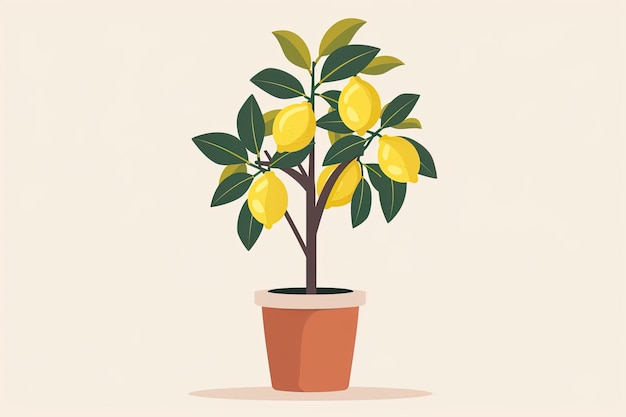 Photo potted lemon tree with fruits